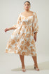 Essenna Floral Granger Puff Sleeve Midi Dress Curve